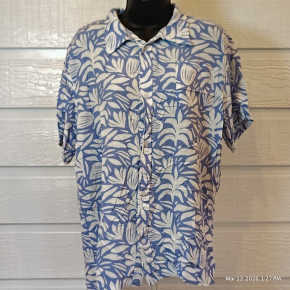 All Fenix Tops - ALL FENIX MELBOURNE AUSTRALIA WOMENS LG BLUE HAWAIIAN BUTTON DOWN SHIRT